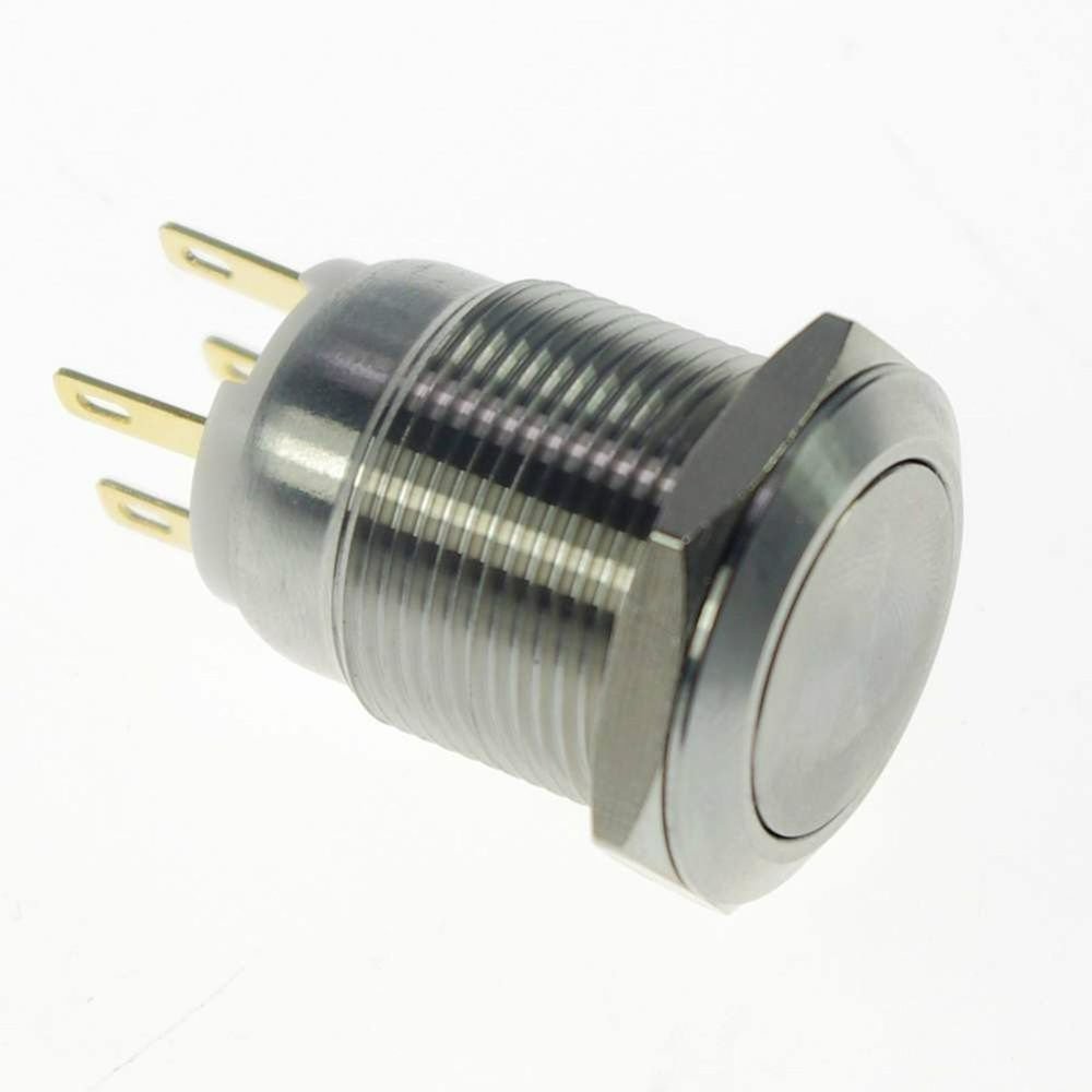1PCS 19mm OD Stainless Steel Push Button Switch /Pin Momentary 1NO 1NC