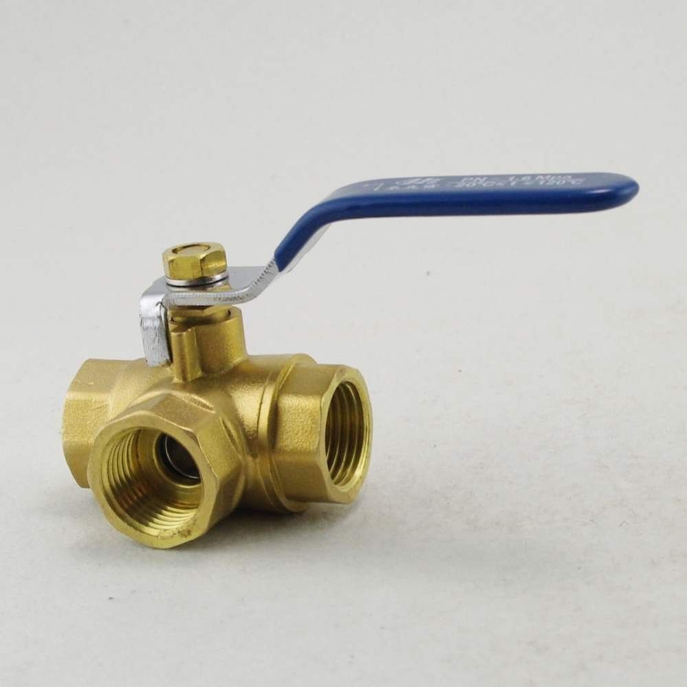 Female Full Ports Brass Ball Valve Three Way 1/2 In BSPP Connection