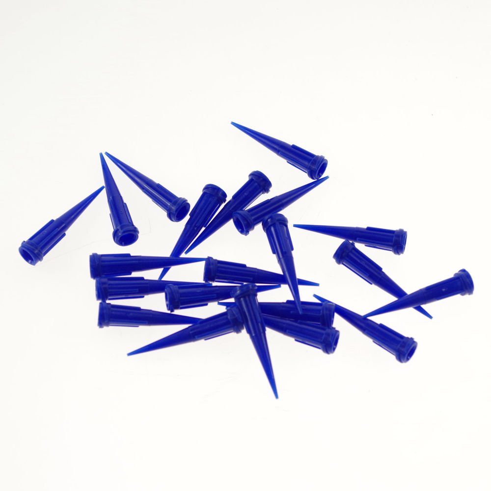 100/pk Plastic Dispenser Needle Blue Tapered Tip 0.64 mm(OD) 0.41 mm(ID)