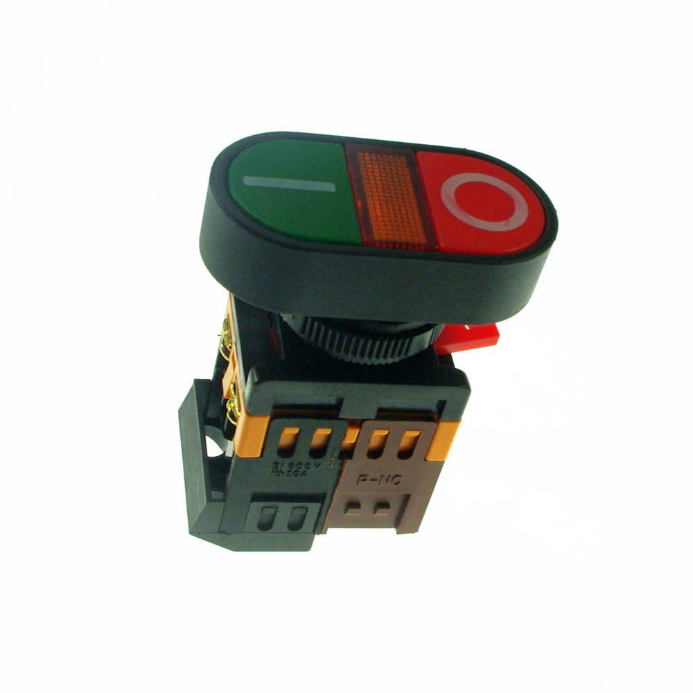 2PCS Start-Stop Double Pushbutton With LED Pilot Lamp 6V/12V/24V/110V/220V/380V