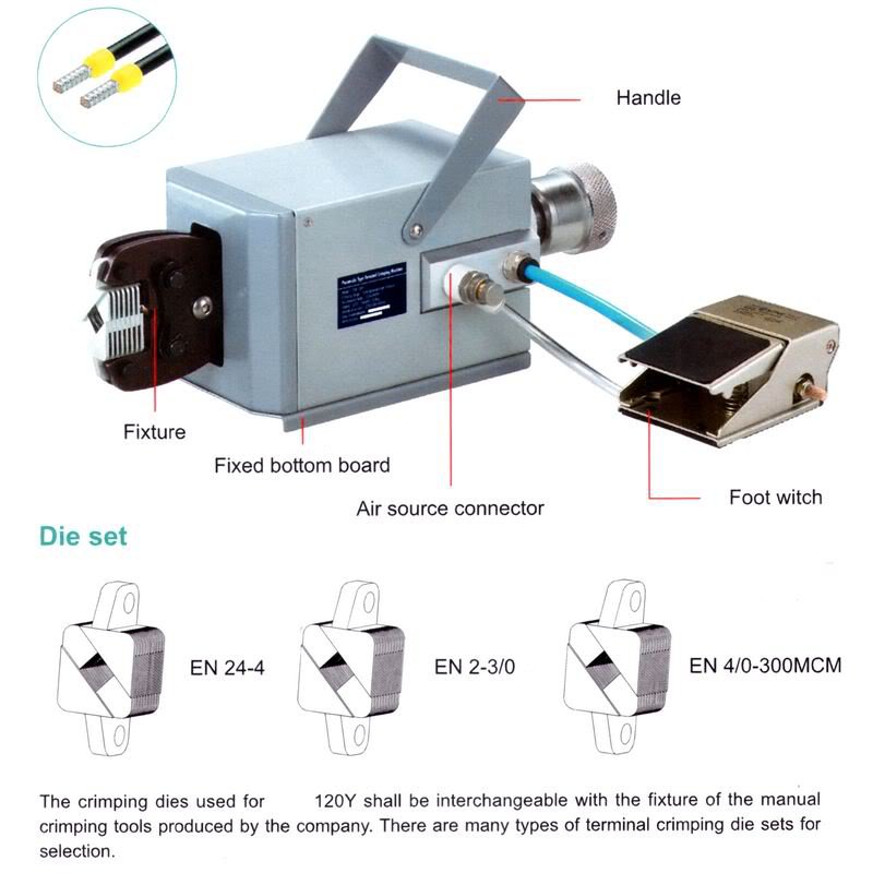 Pneumatic Terminal Crimping Machine 0.08-120mm2 EN24-4 EN2-3/0 EN4/0-300CM NIB
