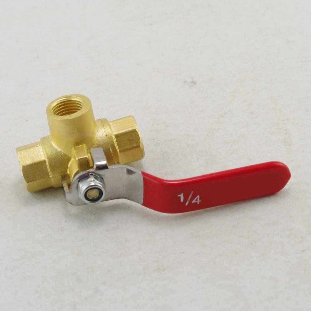 Female Full Ports Brass Ball Valve Three Way 1/4 In BSPP Connection