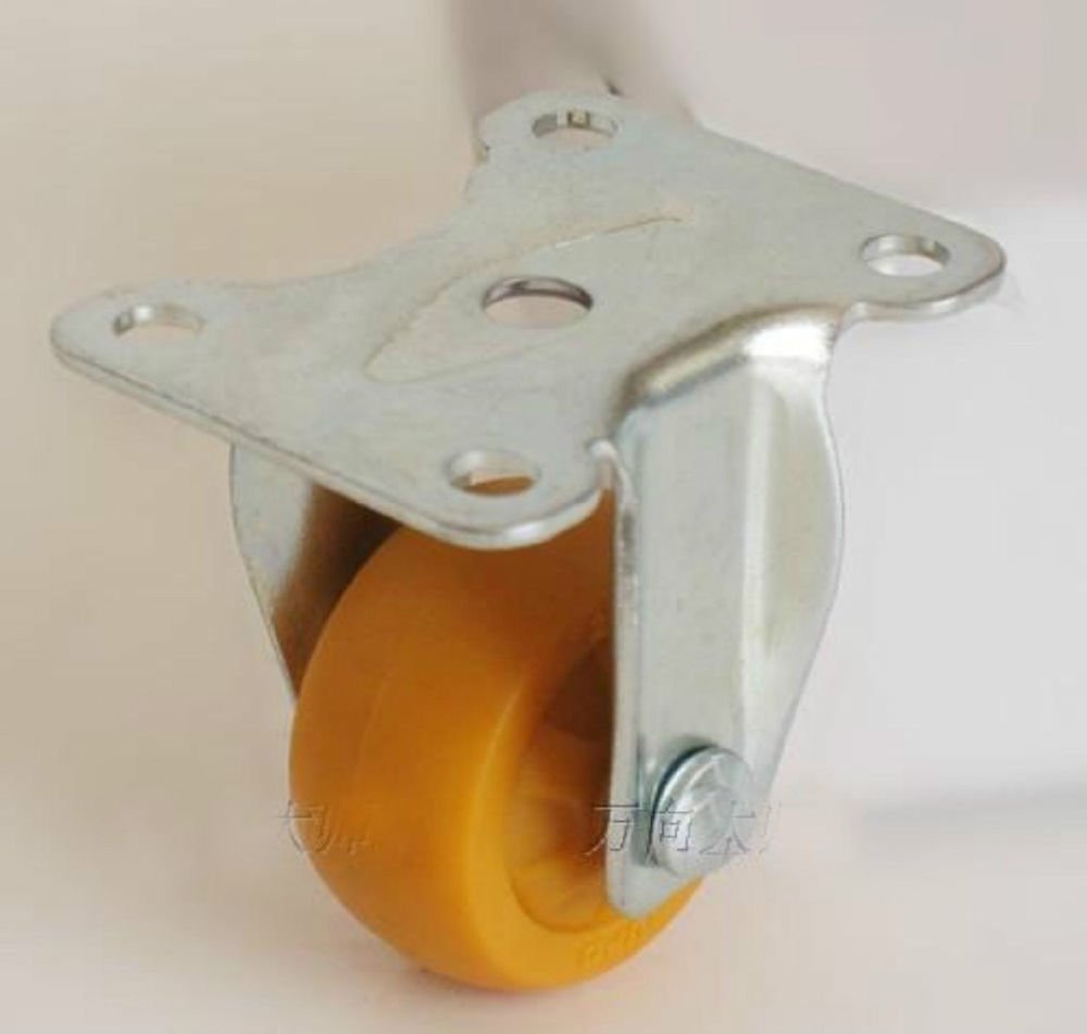 4 PCS 1" Poly Urethane Rigid Wheels Plate Casters for Utility Carts