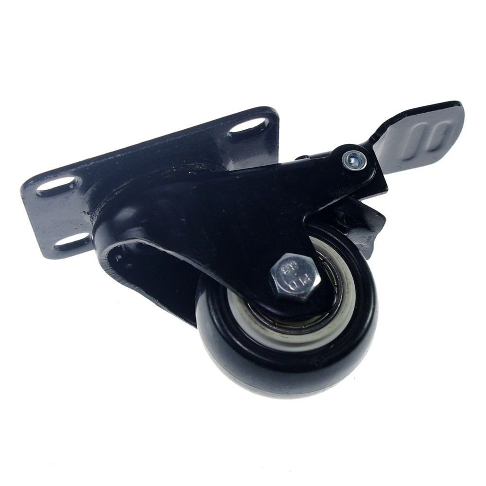 2 PCS 1.5" PU Swivel Wheels Plate Casters for Utility Carts silence 40KG