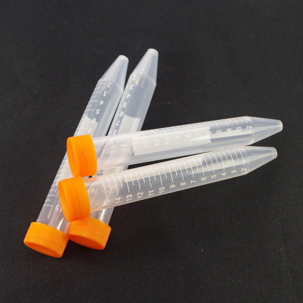 lot4 Plastic test tubes centrifuge tubes 15ml V-bottom