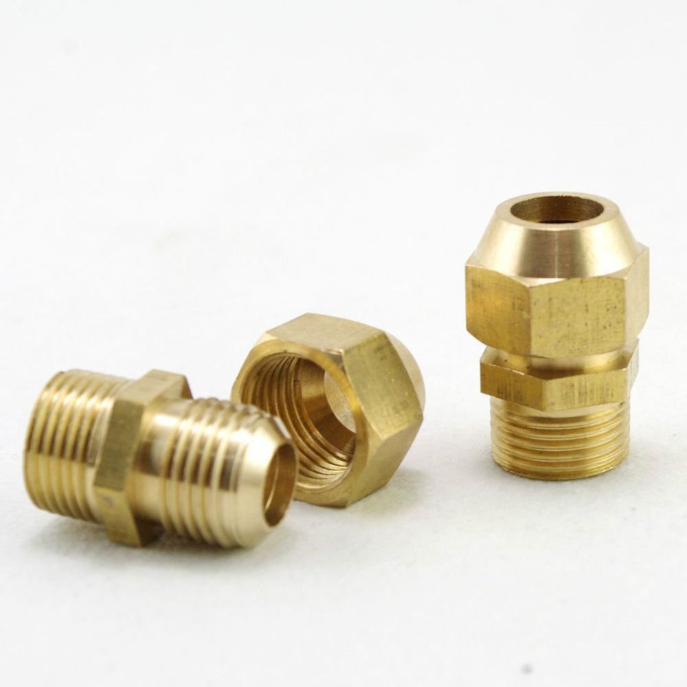 5PCS 6mm Flare Tube x 1/4"Male Thread Pipe Brass Adapter With Nut Connector