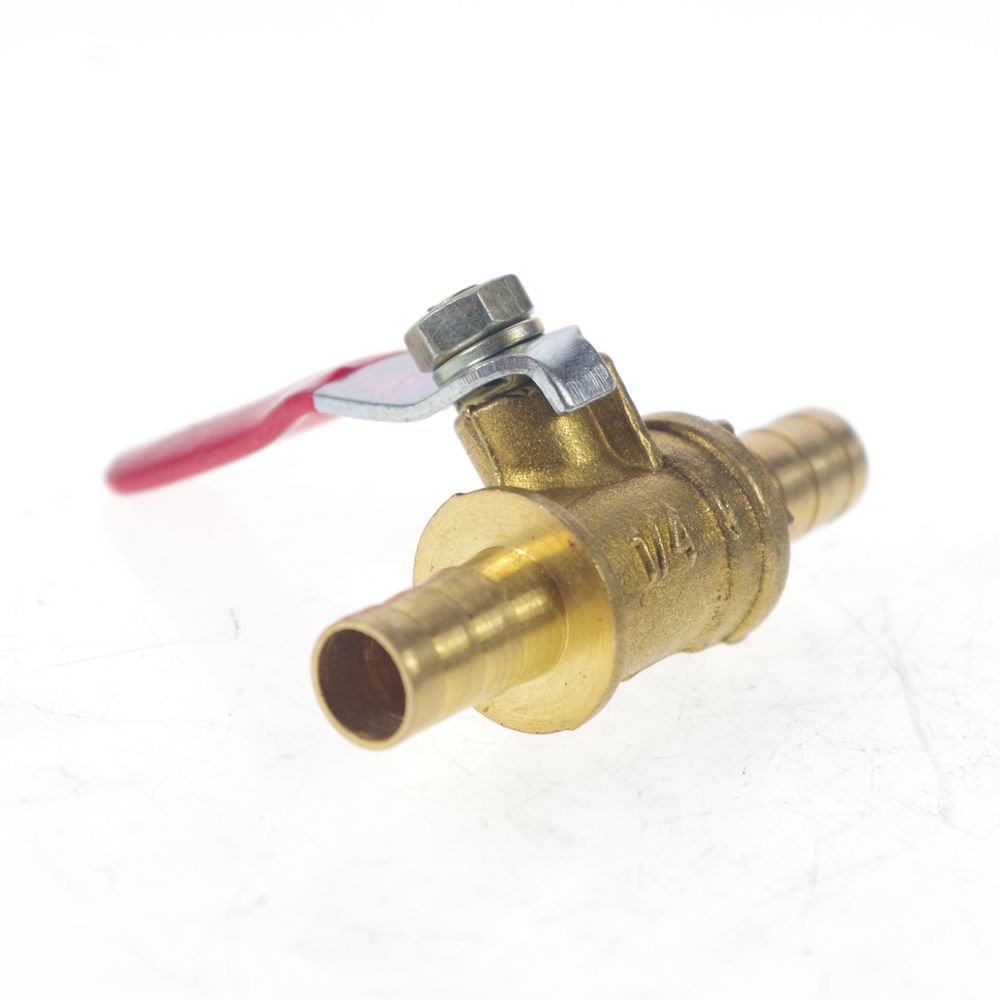 8mm Full Ports Hose Barb x Hose Barb Brass Ball Valve