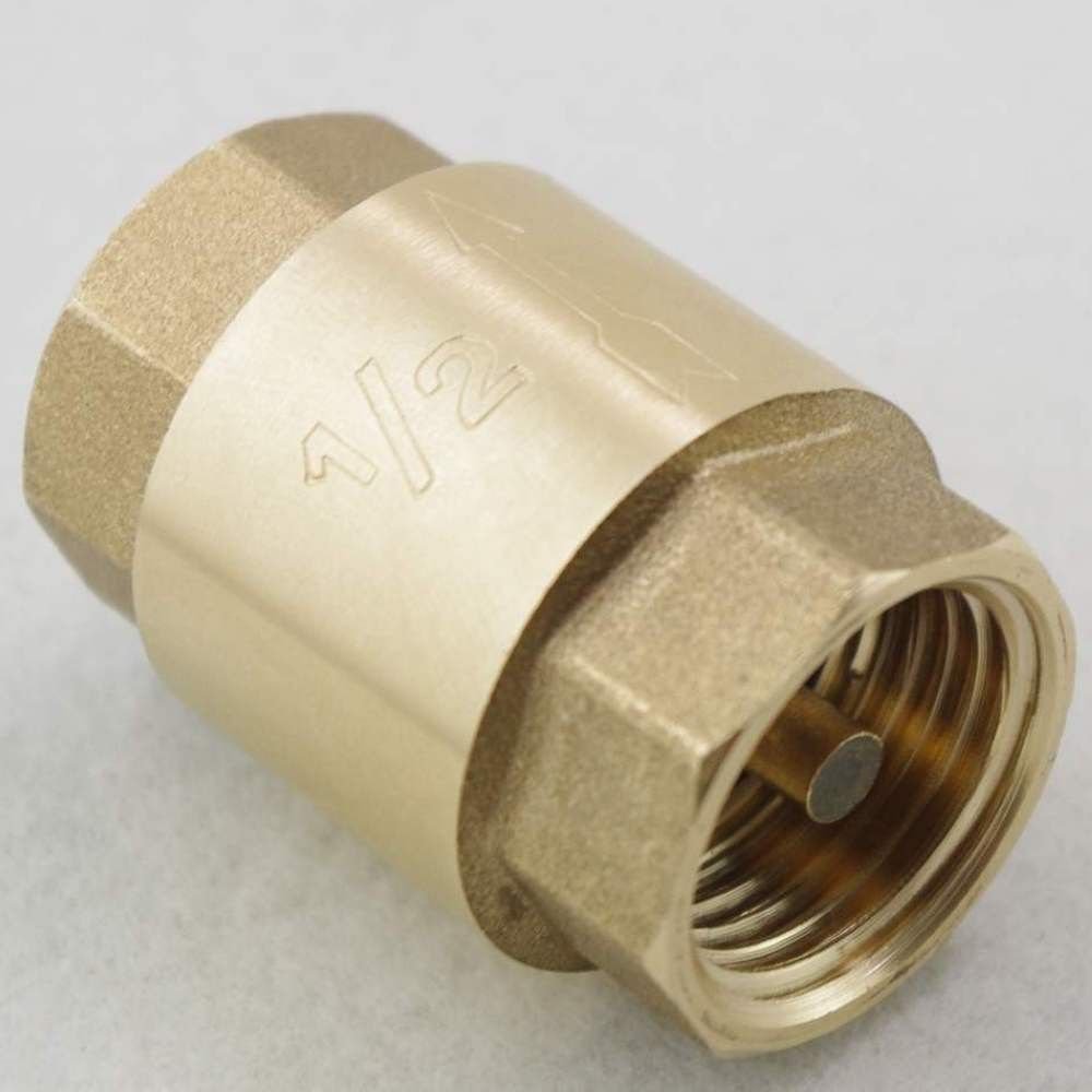 1PCS Brass 1/2" Female BSPP Thread In-Line Check Valve Spring Vertical