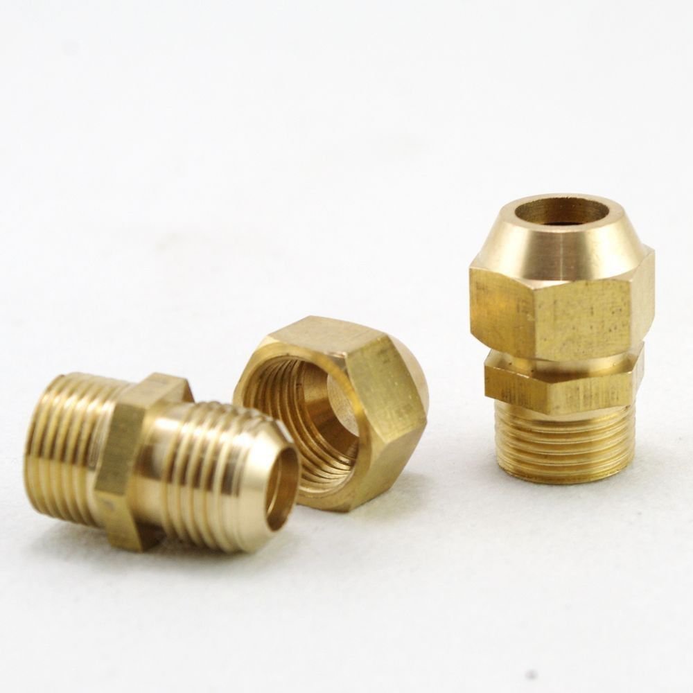 5PCS 12mm Flare Tube x 3/8"Male Thread Pipe Brass Adapter With Nut Connector
