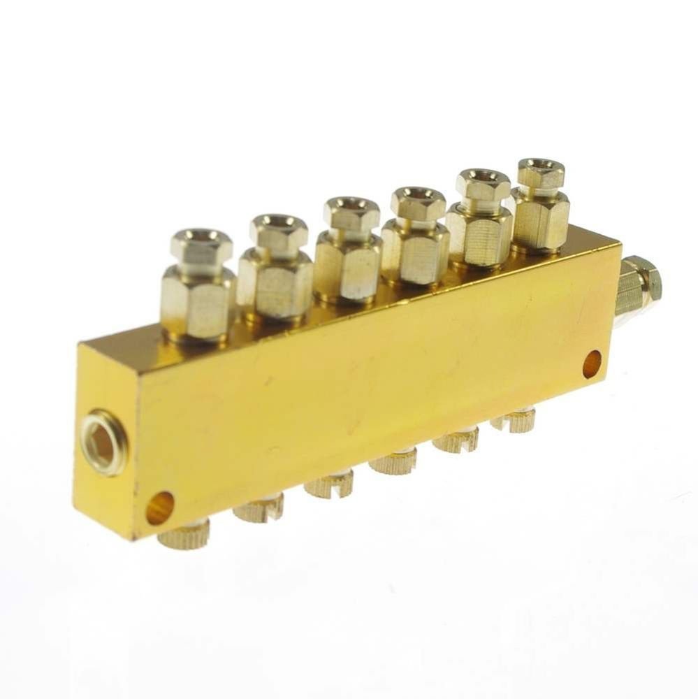 Brass 6 Ways Adjustable Oil Distributor Valve Manifold Block 6mm inlet 4mm out