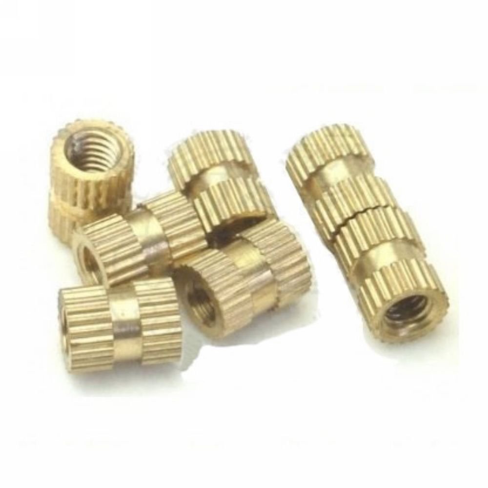 (100) Brass Knurl Nuts M4*10mm(L)-6mm(OD) Metric Threaded