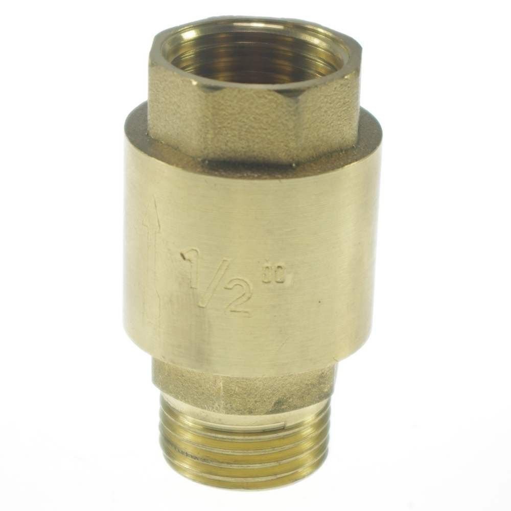 1PCS Brass 1/2" Female Male BSPP Thread In-Line Check Valve Spring Vertical