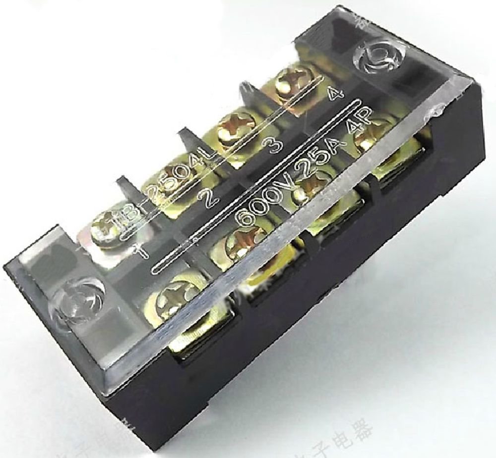 4-Positions Screw Terminal Barrier Block Strip 25A New