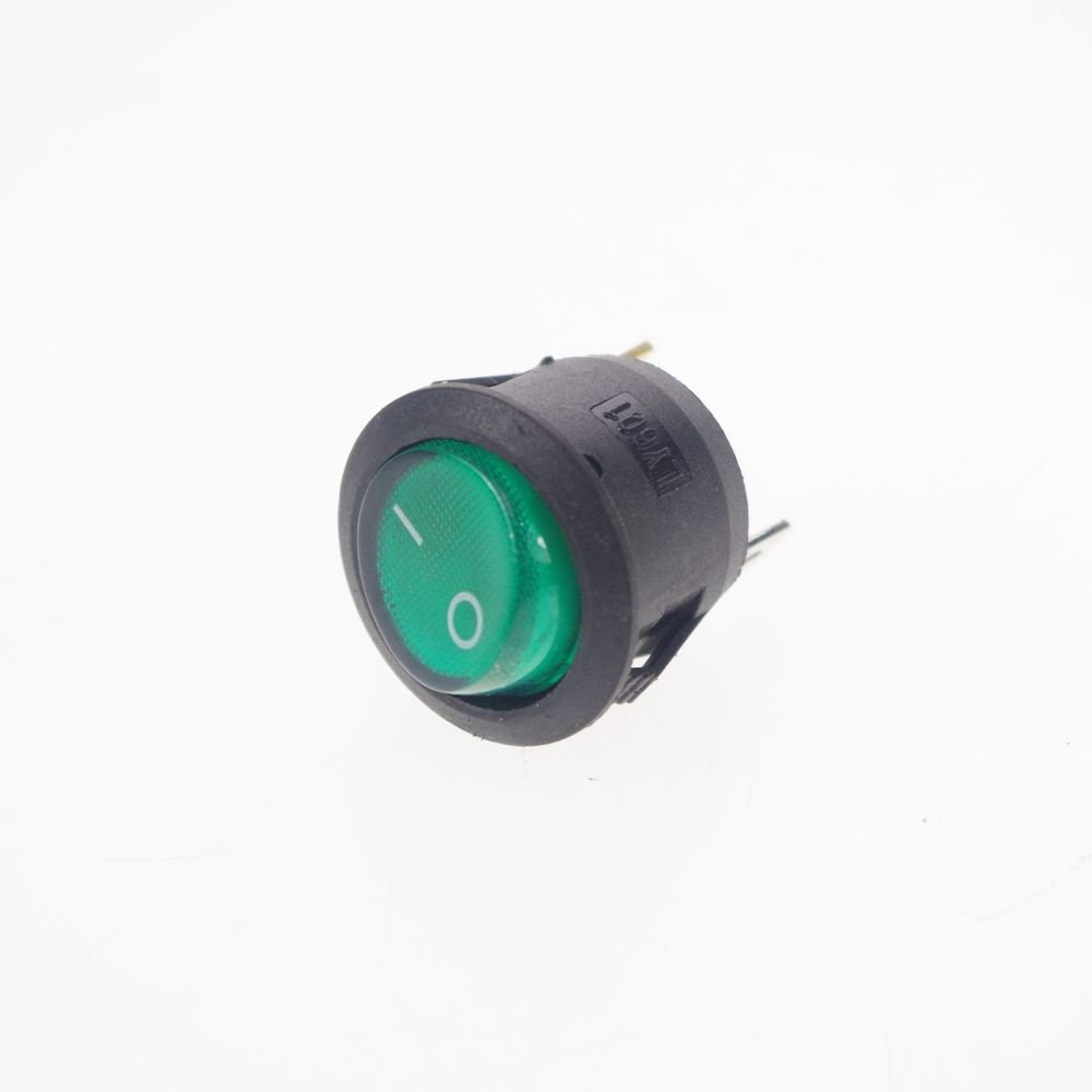 4PCS SPST On-Off Green Light Illuminated Round Rocker Switch 6A/250V 10A/125V