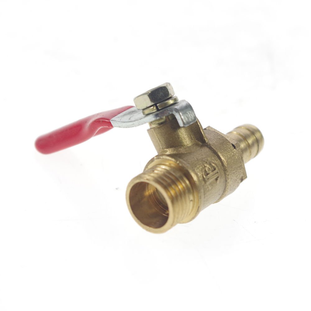 1/4" BSPP Connection Male x 8mm Hose barbed Air Brass Pipe Ball Valve