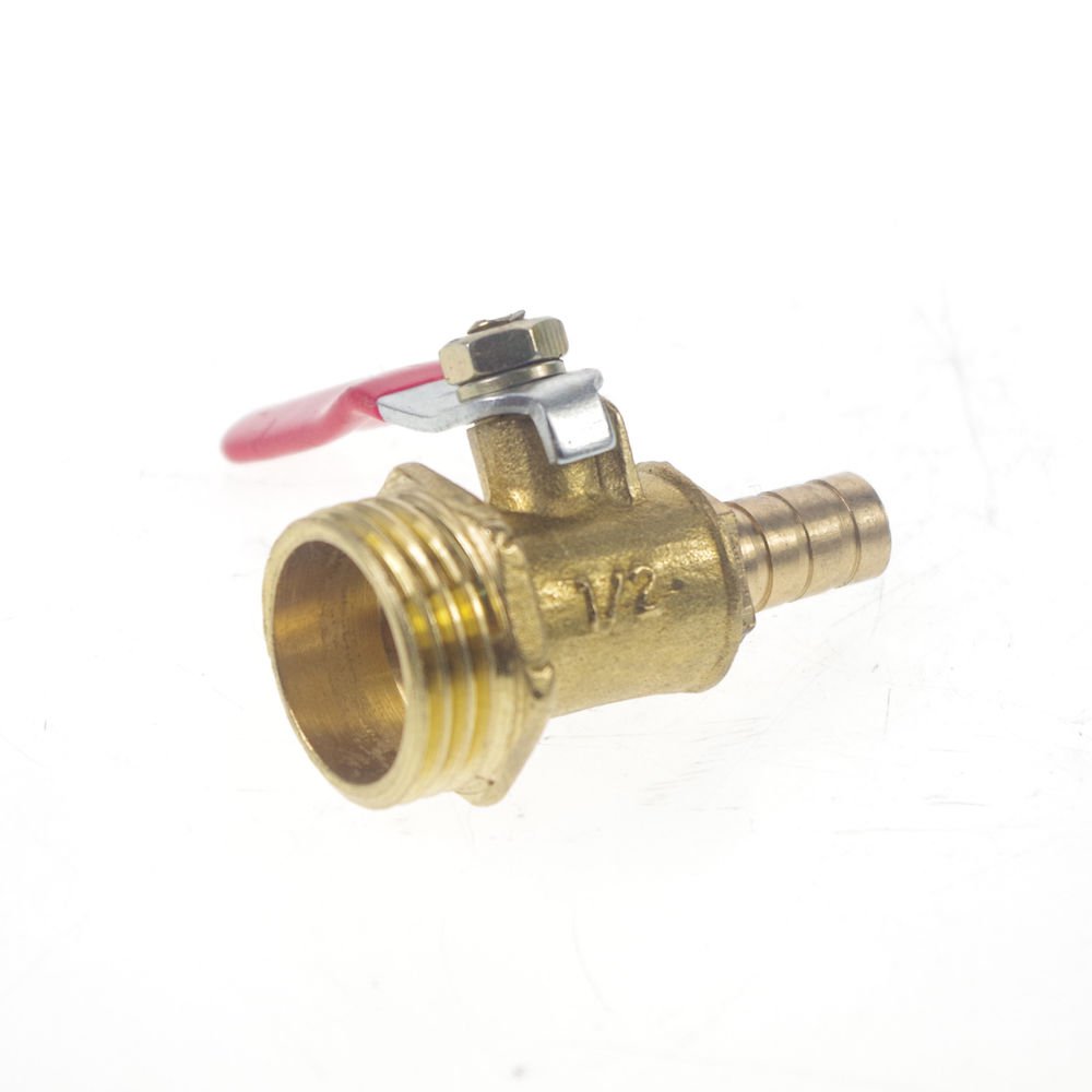 8mm Hose barbed x 1/2" BSPP Connection Male Air Flow Brass Ball Valve