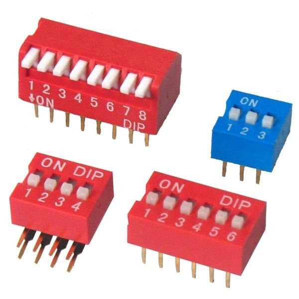 (20) DIP Switch 8 Positions 1.47mm Pitch Through Hole Silver Side Actuated Slide