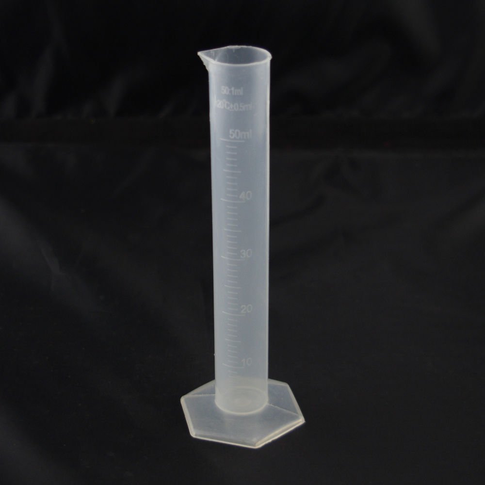 lot8 Graduated Cylinder Plastic 50ml Hex Base white scale