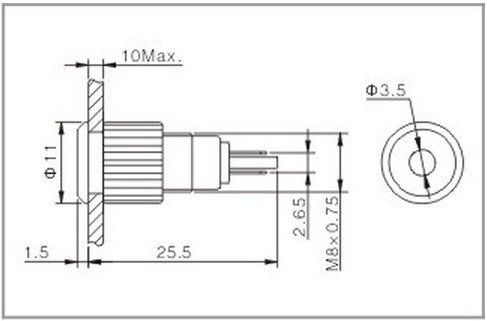 2PCS 8mm OD 6V Red Metal Indicator LED Signal Light Water Proof IP67