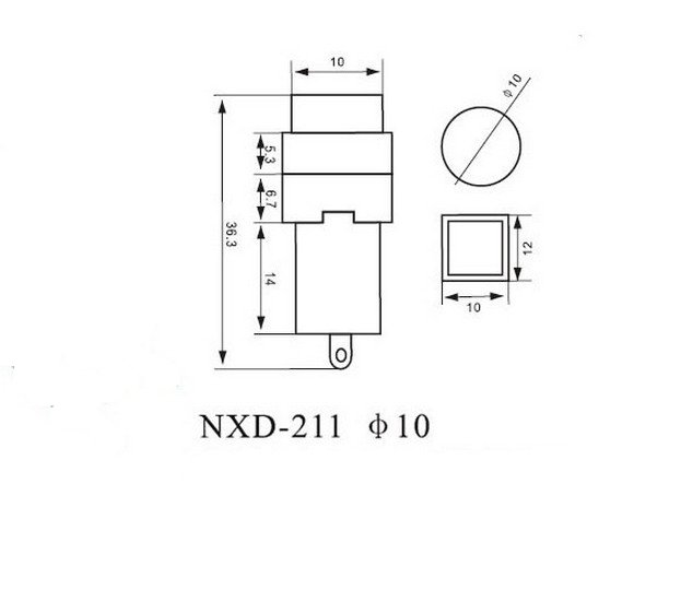 (2)NXD-211 10mm Mounting Hole Signal Lamp Round 2 Pins Red 220V Indicator Light