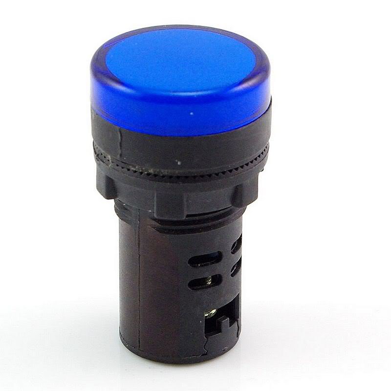 Blue LED Power Indicator Signal Light 110VAC 22mm Diameter 50mm Height