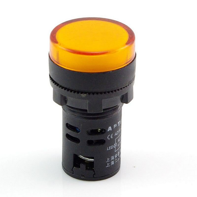 Yellow LED Power Indicator Signal Light 24VDC 20mm Diameter 50mm Height