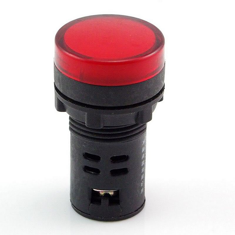 Red LED Power Indicator Signal Light 380VAC 20mm Diameter 50mm Height