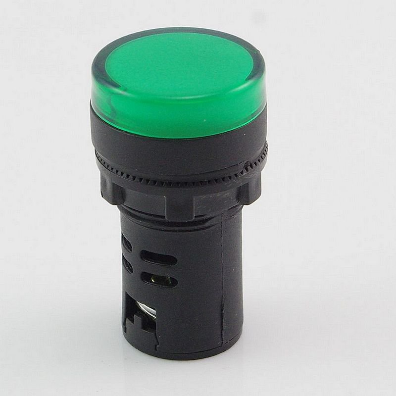 Green LED Power Indicator Signal Light 12VDC 50mm Height 20mm Diameter