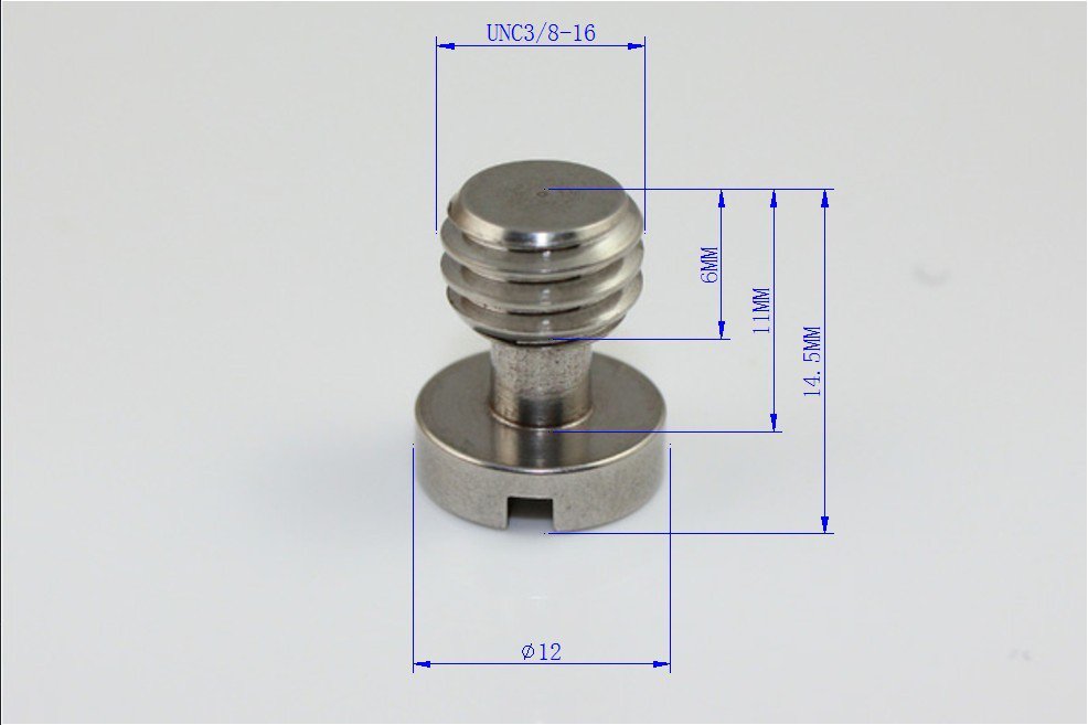(1) 3/8' ' BSPT Tripod Camera Screw Stainless Steel Camera Flat-head Screw
