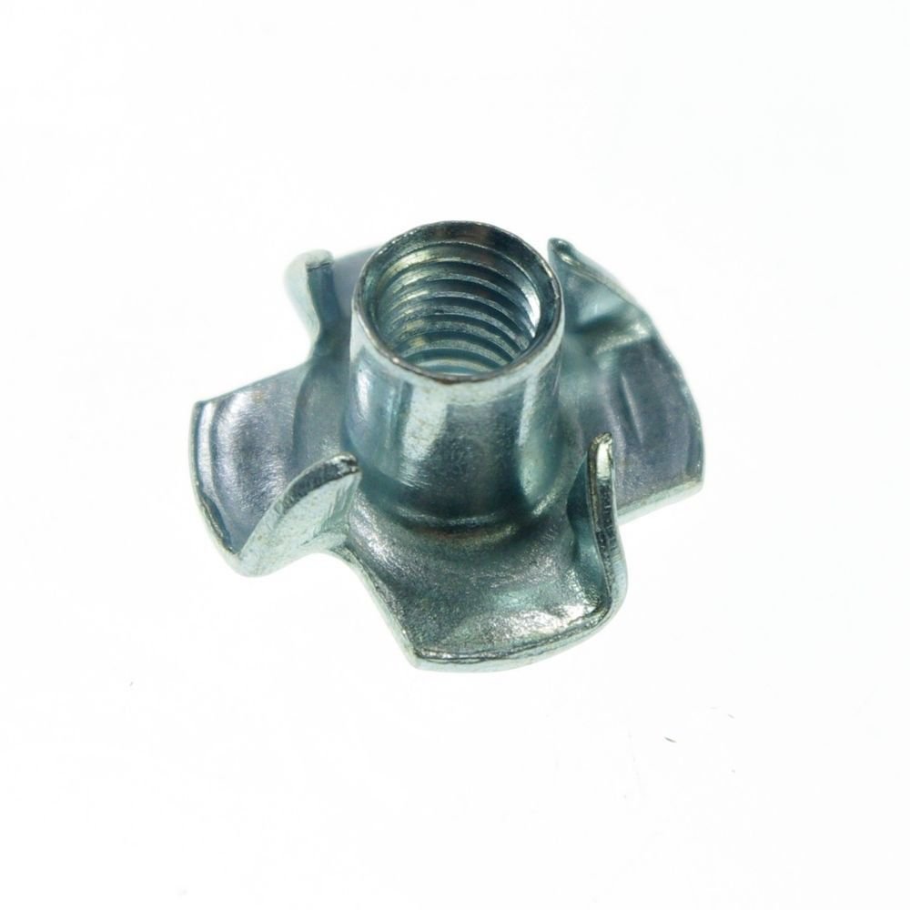 (25) Metric M10 Zinc Plated Steel T Nuts Blind Nuts 4 Prongs Knock In Wood