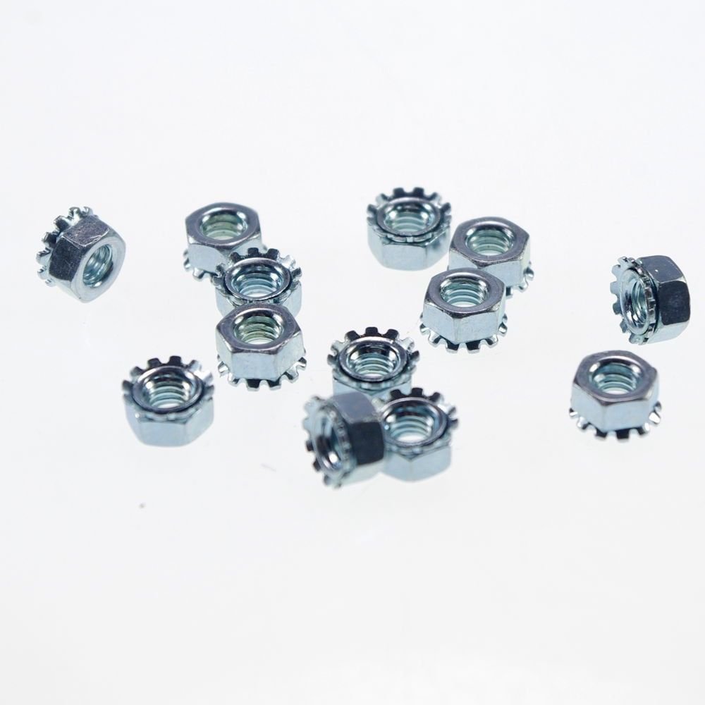(100) Metric M4 Zinc Plated Steel Hex Keps K Lock External Tooth Lock Nuts