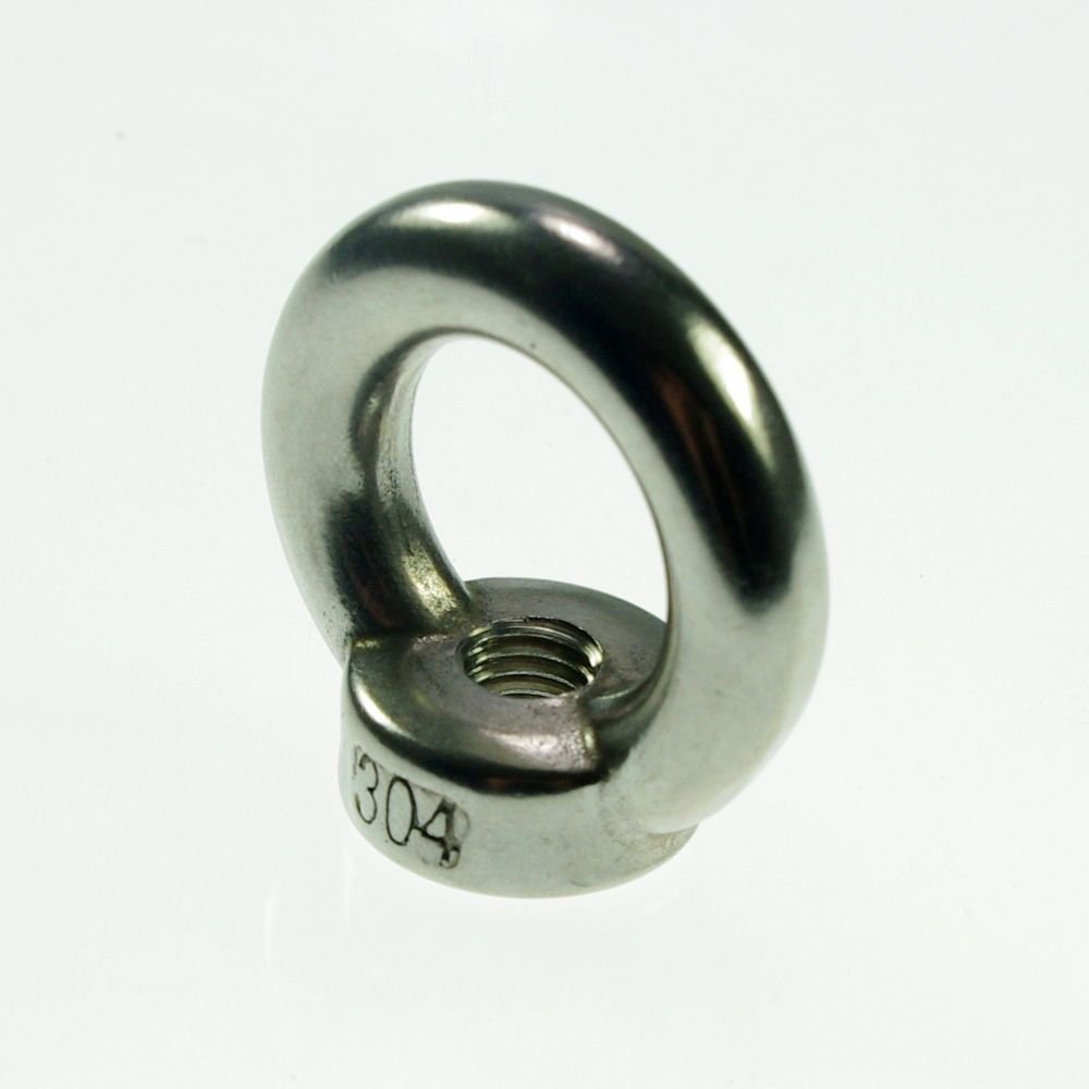 (5) 304 Stainless Steel Lifting Eyes Nuts M6 Metric Threaded