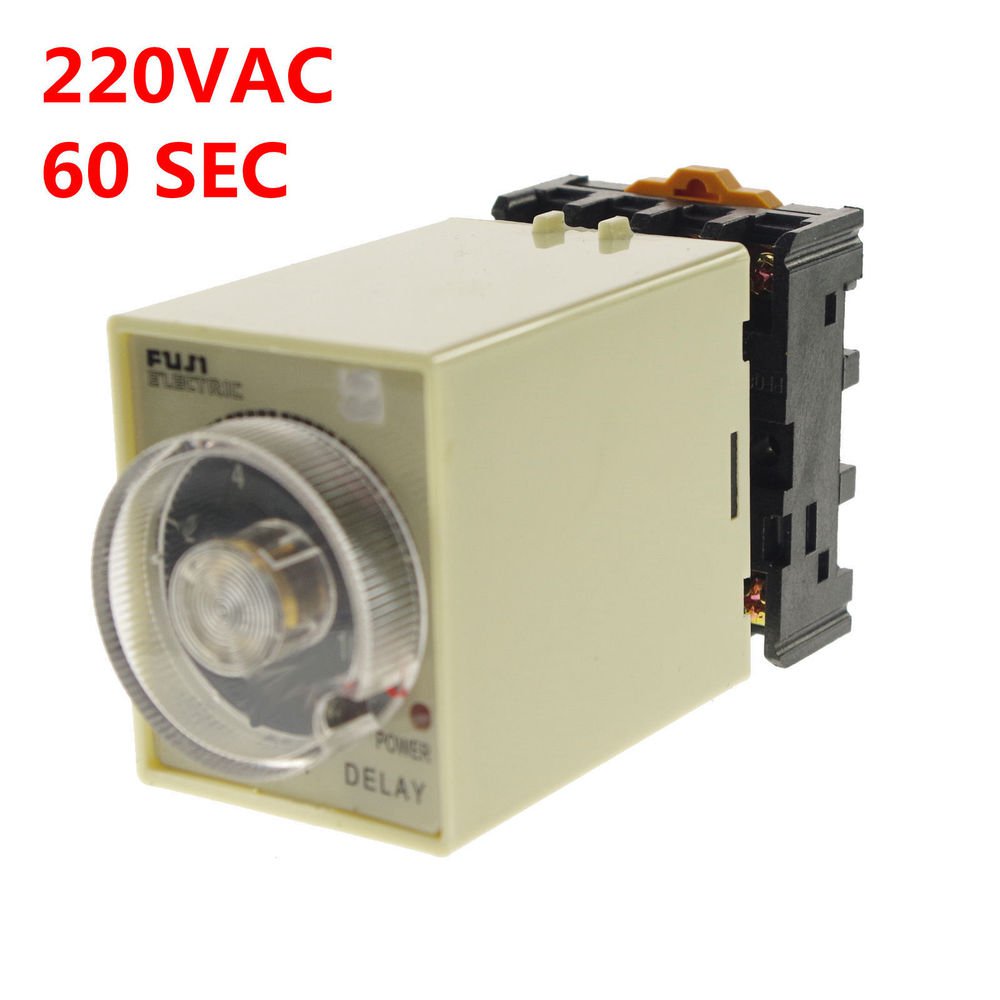 1PCS 220VAC Power off delay Time Timer Relay 0-60seconds With Socket Base PF083A