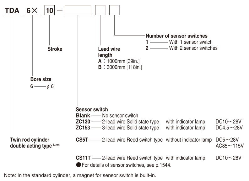 TDA25-40 Compact Type Dual Rod Cylinder Double Acting 25-40mm