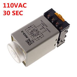 110V 0-30 sec Power On Delay AH3-3 Timer Relay With Socket Base PF083A 8PINS