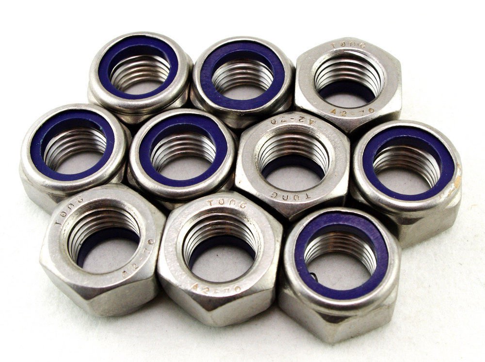 (5) Metric M20 304 Stainless Steel Hex Head Nylon Insert Lock Jam Stop Nuts