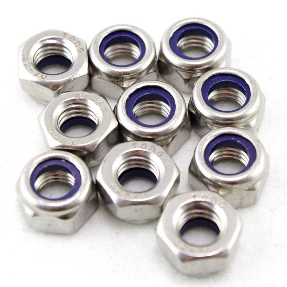 (50) Metric M8 304 Stainless Steel Hex Head Nylon Insert Lock Jam Stop Nuts