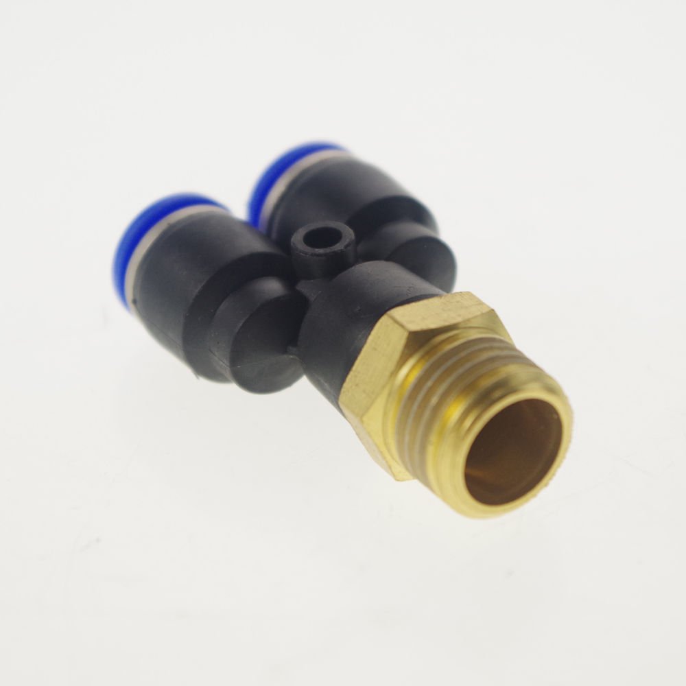 (10) Tube OD 10mm x BSPT 1/8" Push In Male Y Pneumatic Joint Connector Fitting