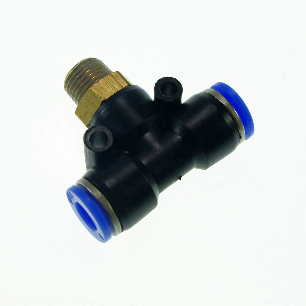 (10) Tube OD 10mm x BSPT 1/2" Male Tee Pneumatic Connector Fitting