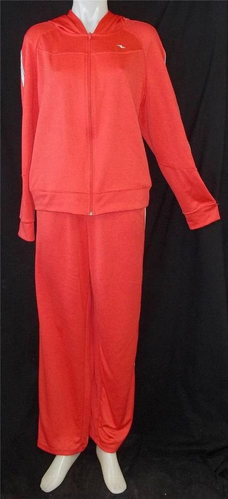 Athletic Works Pants XL 16 18 Top XXL 20W Orange Stretchy LS 2 Piece Track Suit