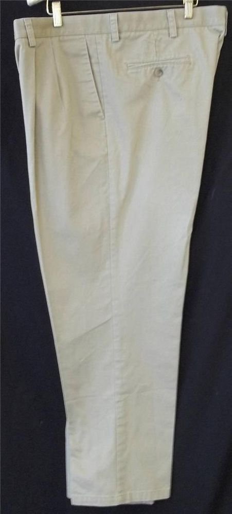 Dockers 40W 30L Individual Fit Waistband Khaki Pleated Men's Pants 4 Pocket