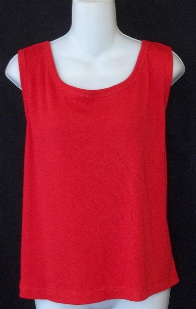 Caroline Colours Plus 24W 3X Fire Engine Red Ribbed Sleeveless Blouse Tank Top