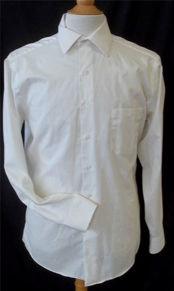Geoffrey Beene Men's 16 34/35 White Long Sleeve Button Front Dress Shirt
