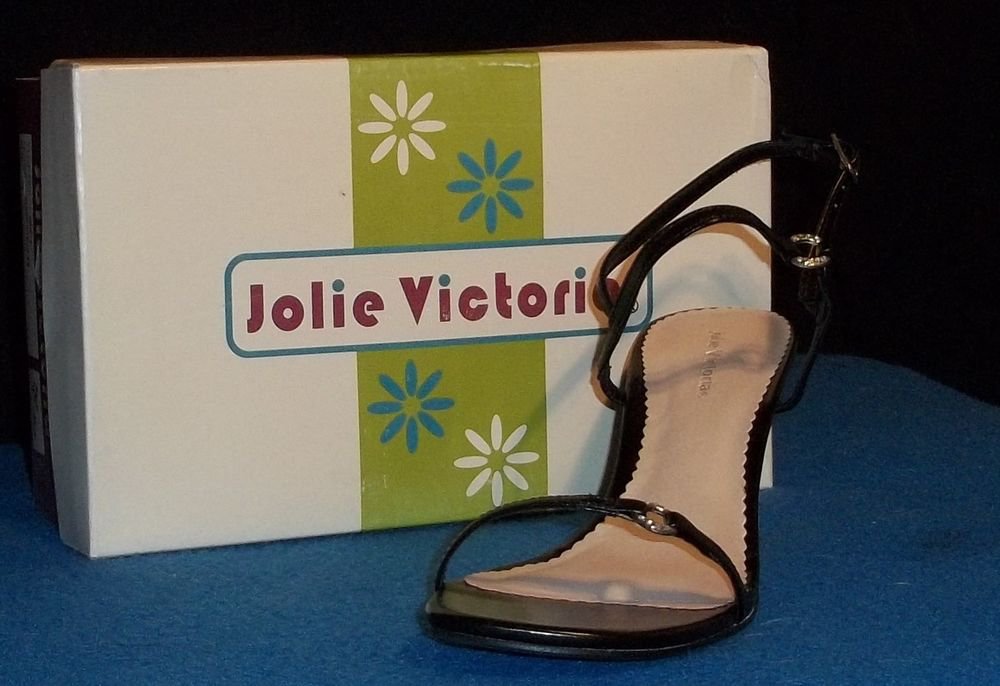 NEW Jolie Victoria Shoes 6 B 7 B Medium Drip V Black Slingback Strappy 3" Heel