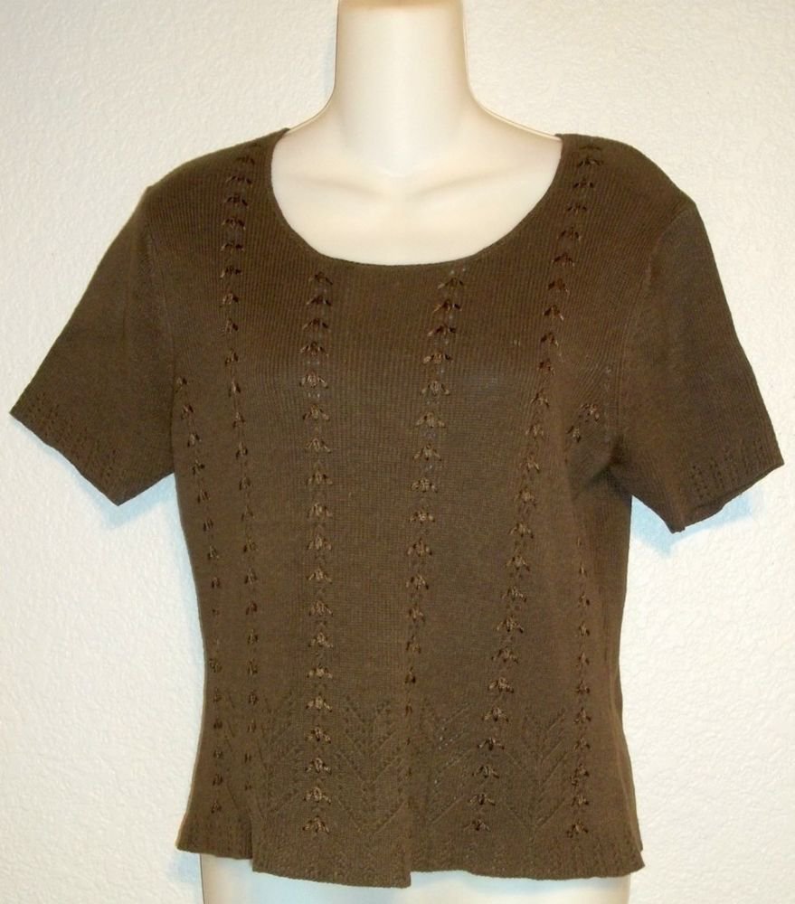 Sophisticates Jonathan Martin Small 4 6 Espresso Brown Crochet Embellish Sweater