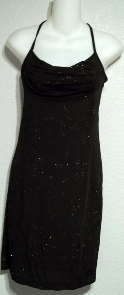 Wear Rampage Stretch Junior Medium 7 9 Black Spaghetti Strap Ruched Club Dress
