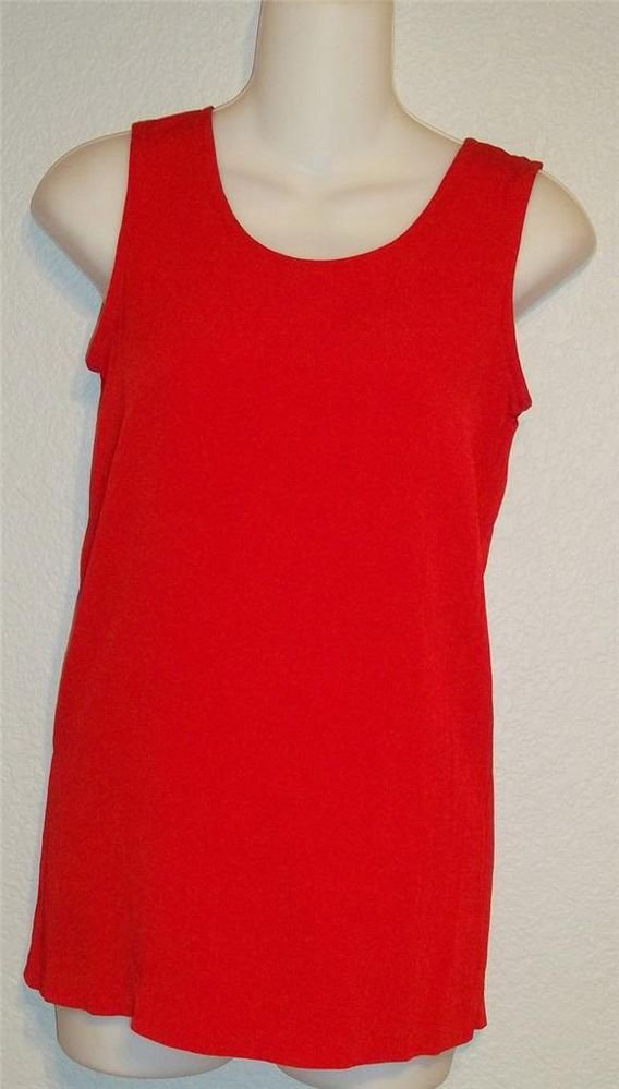 Carole Little Petites 2P PXS Fire Engine Red Sleeveless Blouse Tank Top Shell