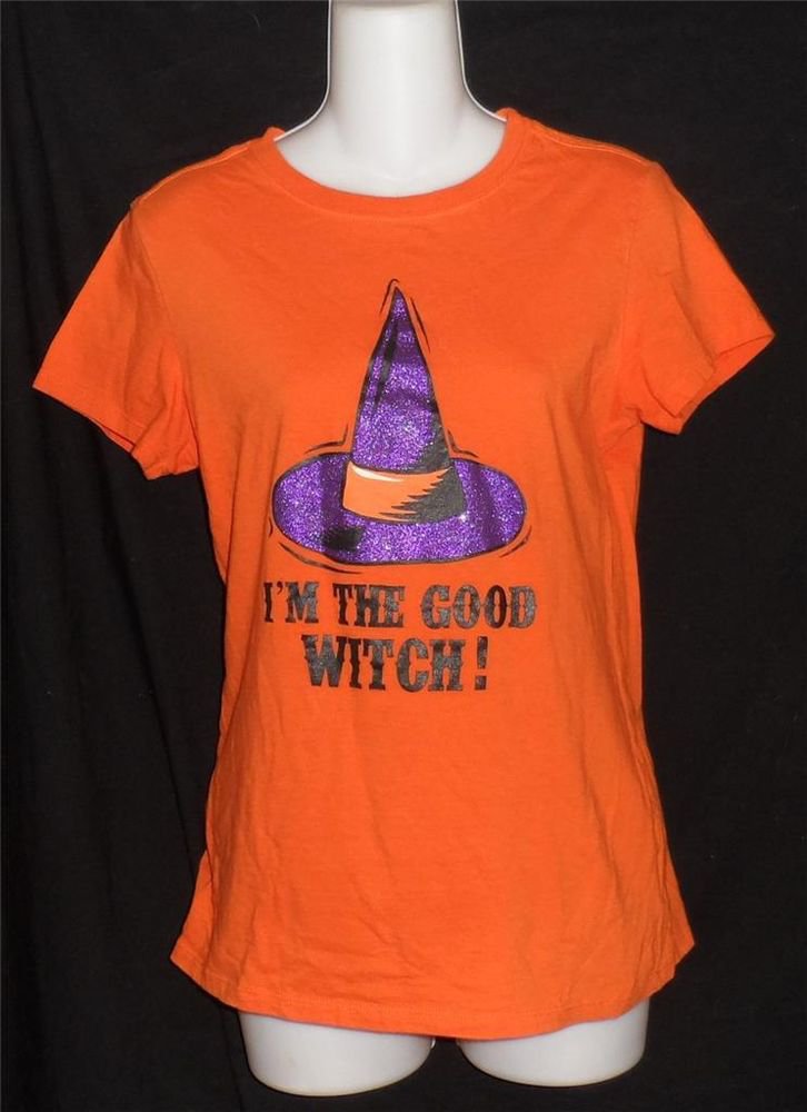 Halloween Small 4 6 Orange Women's I'm the Good Witch Cap Sleeve T-Shirt