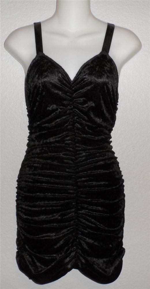 Disguise Junior S 3 5 Black Ruched Bodicon Stretchy Club Spaghetti Strap Dress