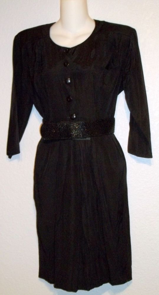 Rampage Junior 7 8 Medium Basic Black Vintage Rayon Blend 3/4 Sleeve Shirt Dress